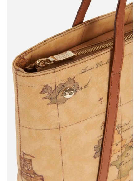 Alviero Martini Prima Classe Geo Classic Shopping Bag Media con Borchiette