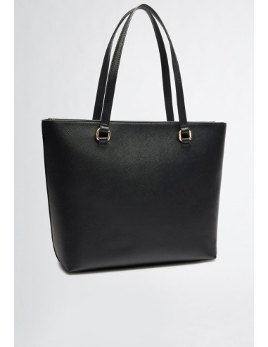 Shopping Bag Grande con Zip e Logo in Rilievo