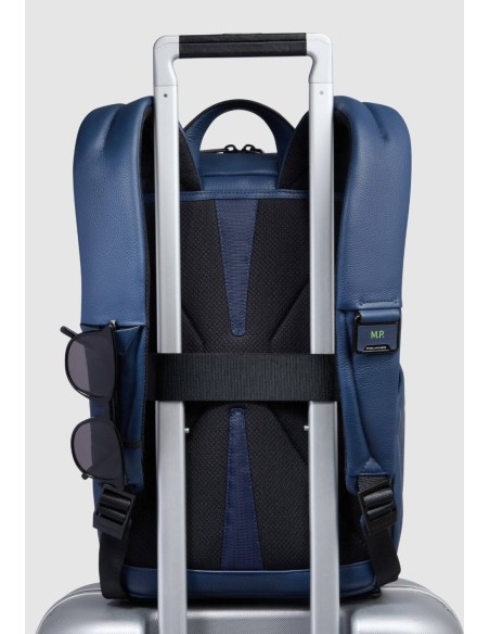 Zaino PC 13,3" in pelle blu con protezione antiurto