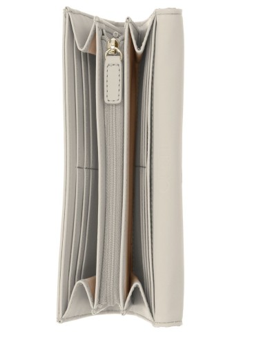 Portafoglio bianco grande in PU con chiusura a patta