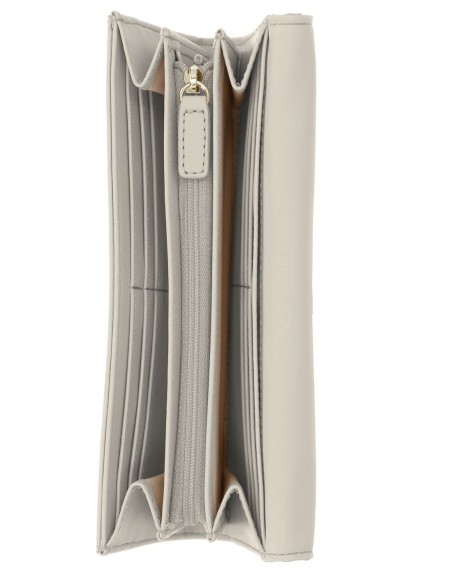 Portafoglio bianco grande in PU con chiusura a patta