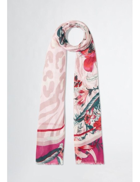 Foulard floreale animalier 120x120 cm