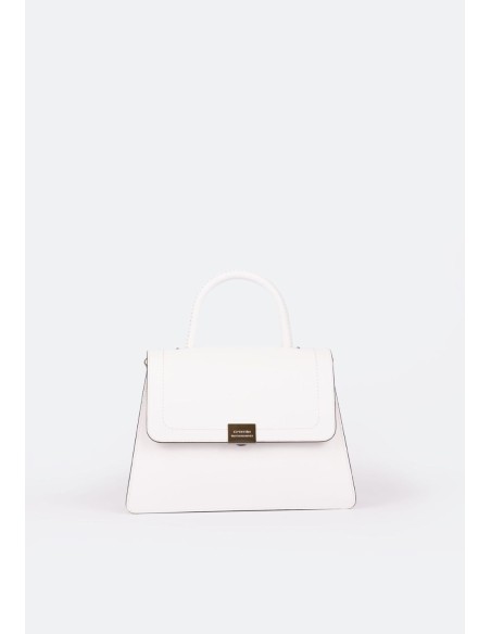 Borsa a Mano Cromia Dalia Bianco-Stone in Vitello Liscio