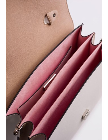 Borsa a Mano Cromia Dalia Bianco-Stone in Vitello Liscio