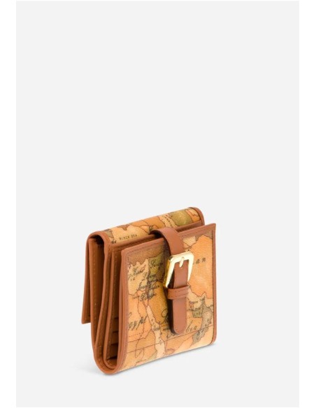 Portafoglio Piccolo Geo Classic con Tasca e Fibbia Dorata