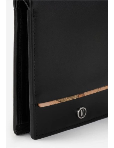 Portafoglio Piccolo in Pelle con Dettaglio Geo – Nero