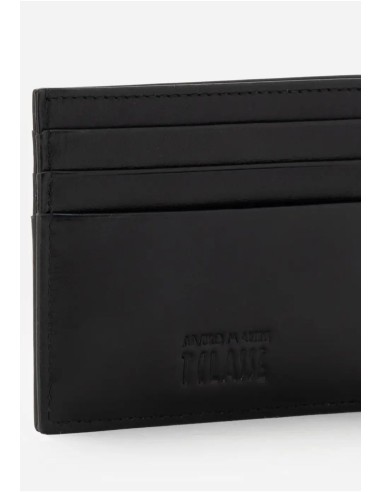 Portatessere Uomo in Pelle con Dettaglio Geo – Nero