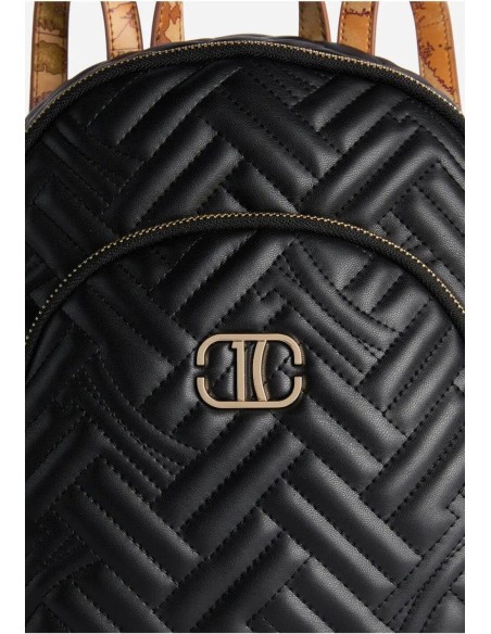 Zaino 1C Matelassé nero con doppia zip e spallacci Geo Classic