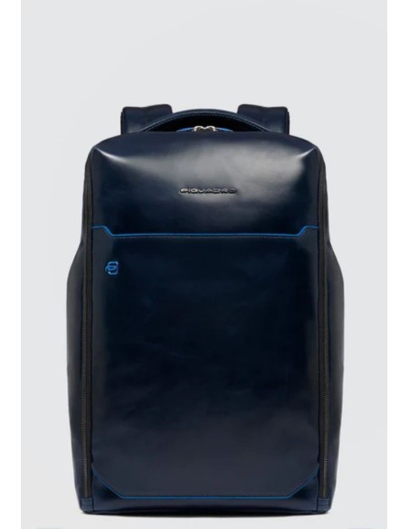 Piquadro Zaino Porta PC 14" in Pelle Blue Square
