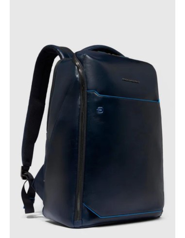 Piquadro Zaino Porta PC 14" in Pelle Blue Square