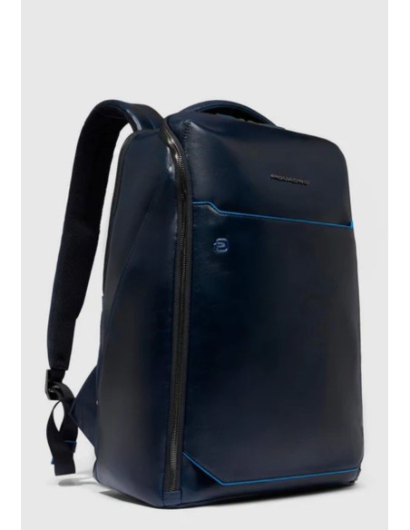 Piquadro Zaino Porta PC 14" in Pelle Blue Square