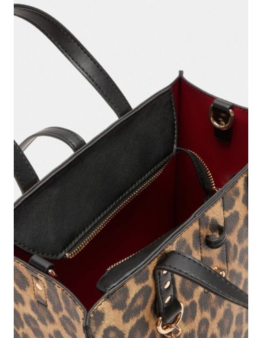 Borsa piccola animalier con manici e tracolla effetto bottalato