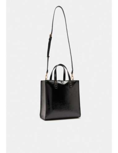 Borsa piccola glossy con borchie e charm logato