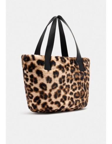 Borsa hobo grande in pelliccia sintetica animalier
