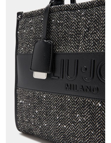 Tote bag media chevron con paillettes – Borsa elegante