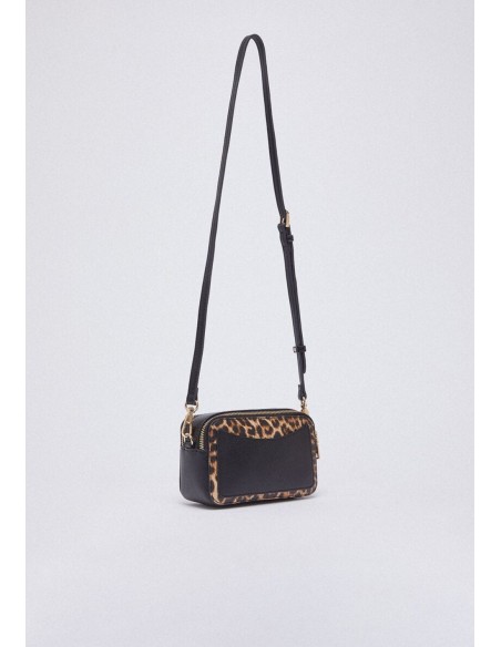 Borsa a tracolla animalier glamour con maxi logo