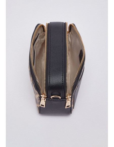 Borsa a tracolla animalier glamour con maxi logo