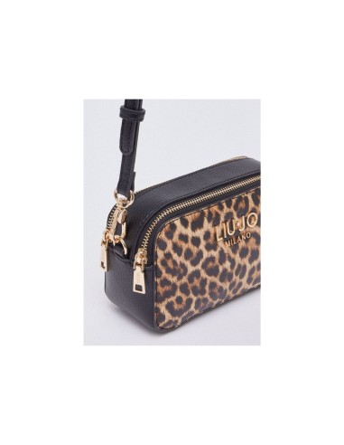 Borsa a tracolla animalier glamour con maxi logo