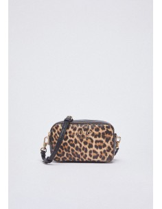 Borsa a tracolla animalier glamour con maxi logo