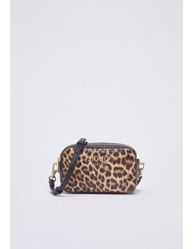 Borsa a tracolla animalier glamour con maxi logo
