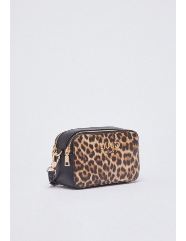 Borsa a tracolla animalier glamour con maxi logo