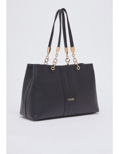 Borsa tote media effetto bottalato con tracolla