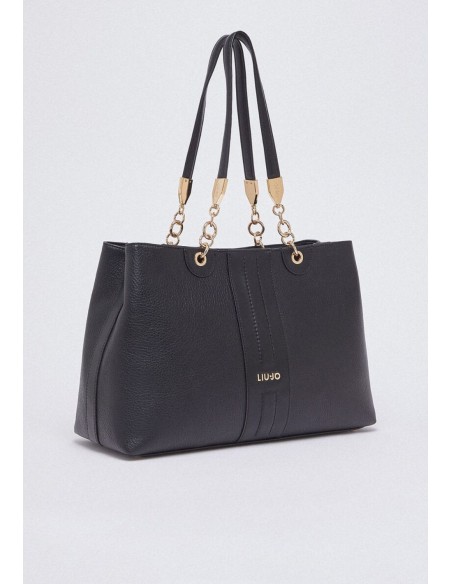 Borsa tote media effetto bottalato con tracolla