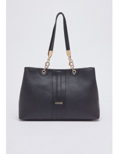 Borsa tote media effetto bottalato con tracolla