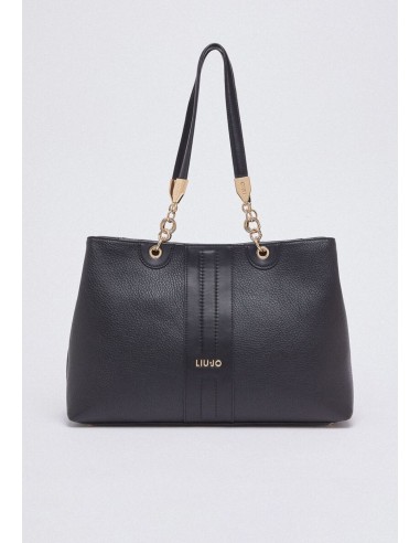 Borsa tote media effetto bottalato con tracolla