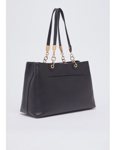 Borsa tote media effetto bottalato con tracolla