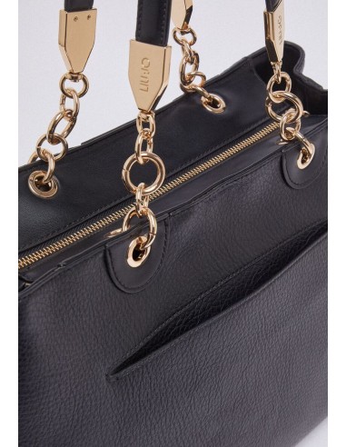 Borsa tote media effetto bottalato con tracolla