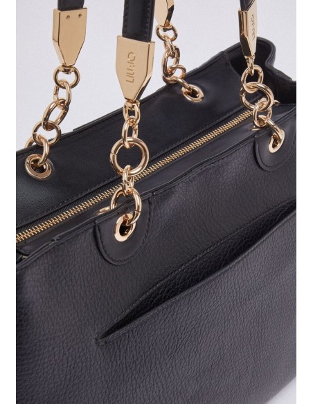 Borsa tote media effetto bottalato con tracolla