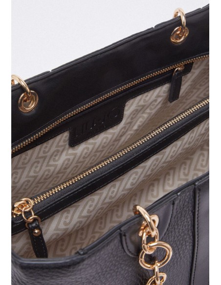 Borsa tote media effetto bottalato con tracolla