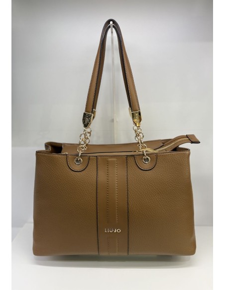 Borsa tote media effetto bottalato con tracolla