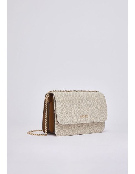 Borsa a tracolla piccola in juta con patta