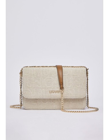 Borsa a tracolla piccola in juta con patta