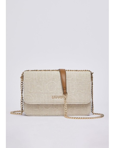 Borsa a tracolla piccola in juta con patta