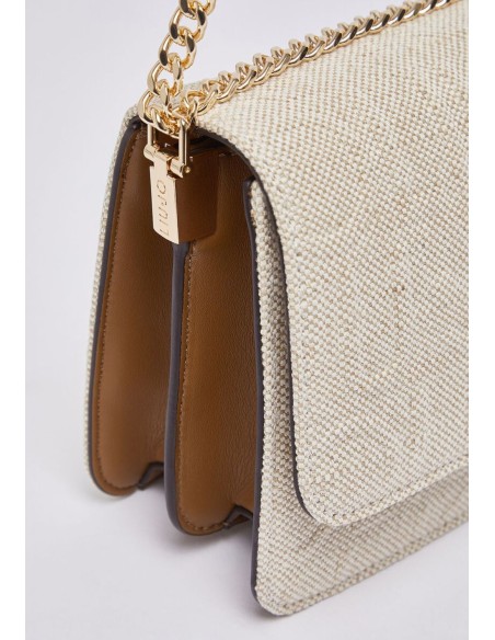 Borsa a tracolla piccola in juta con patta