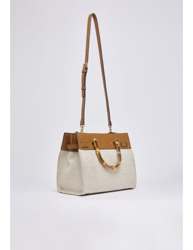 Borsa media in juta con manici bamboo e charms