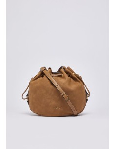 Borsa tracolla media effetto nabuk con coulisse