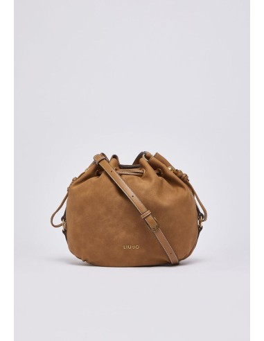 Borsa tracolla media effetto nabuk con coulisse