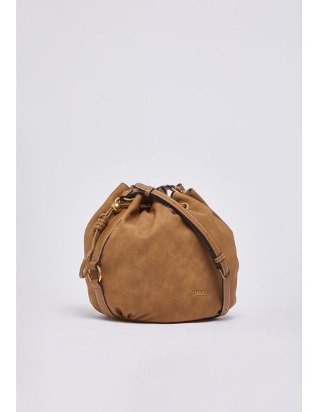 Borsa tracolla media effetto nabuk con coulisse