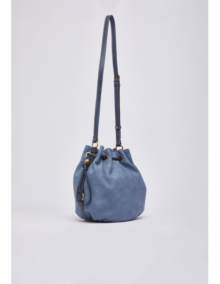 Borsa tracolla media effetto nabuk con coulisse