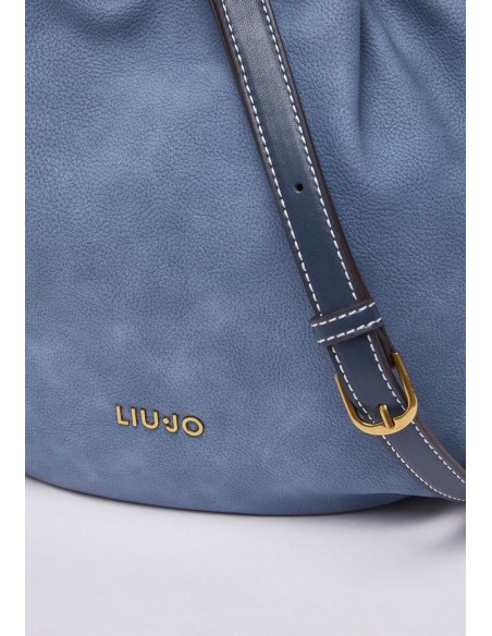 Borsa tracolla media effetto nabuk con coulisse