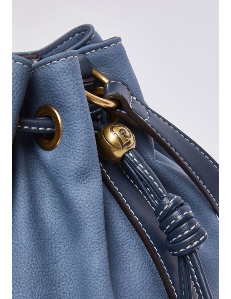 Borsa tracolla media effetto nabuk con coulisse