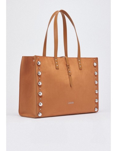 Borsa tote grande scamosciata con borchie