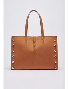 Borsa tote grande scamosciata con borchie