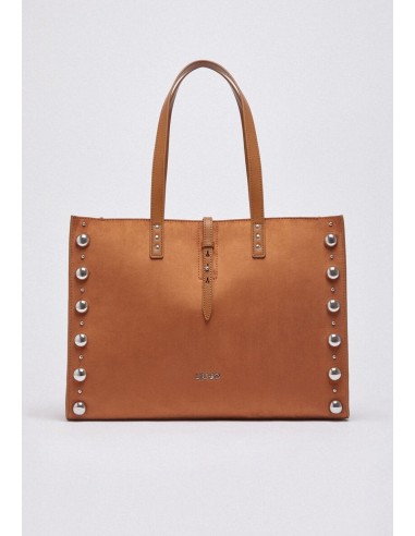 Borsa tote grande scamosciata con borchie