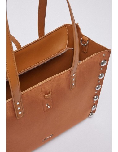 Borsa tote grande scamosciata con borchie