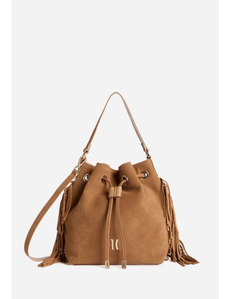 Borsa secchiello Free Spirit in pelle scamosciata